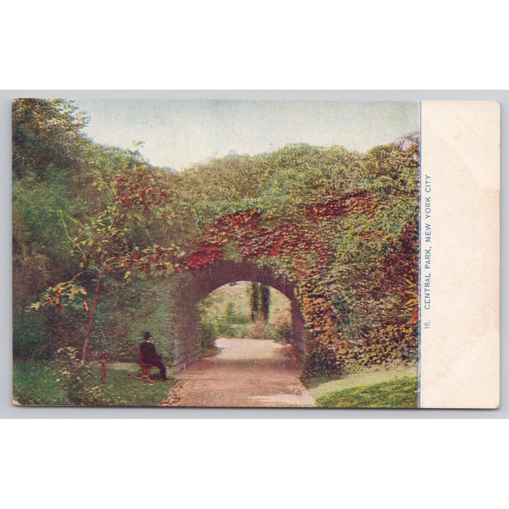 Vintage Postcard Central Park New York City Archway‎ Scene